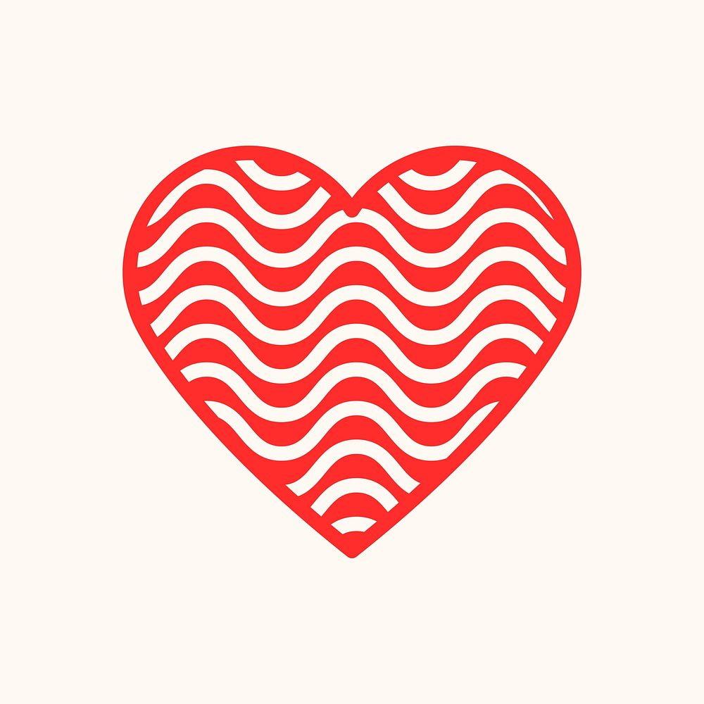 Red wavy heart, simple design icon