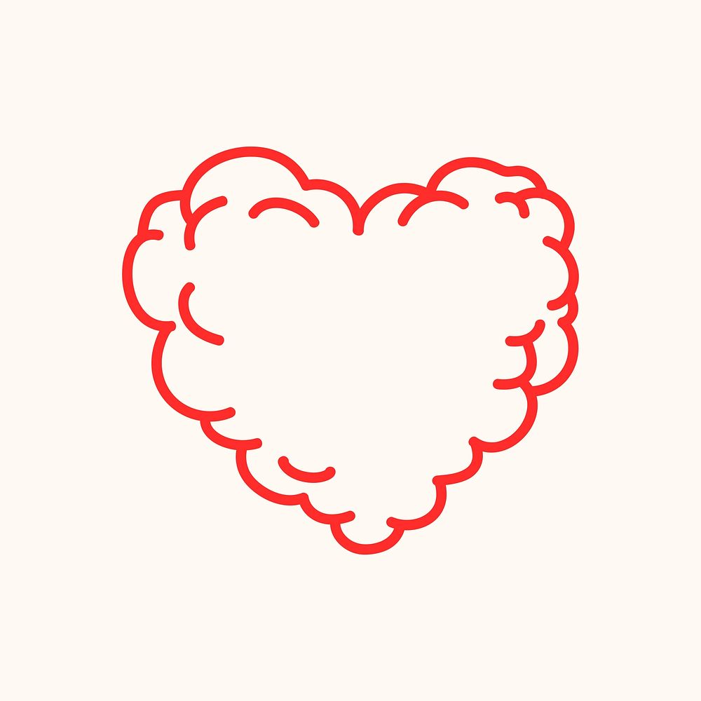 Heart icon, red doodle element graphic vector