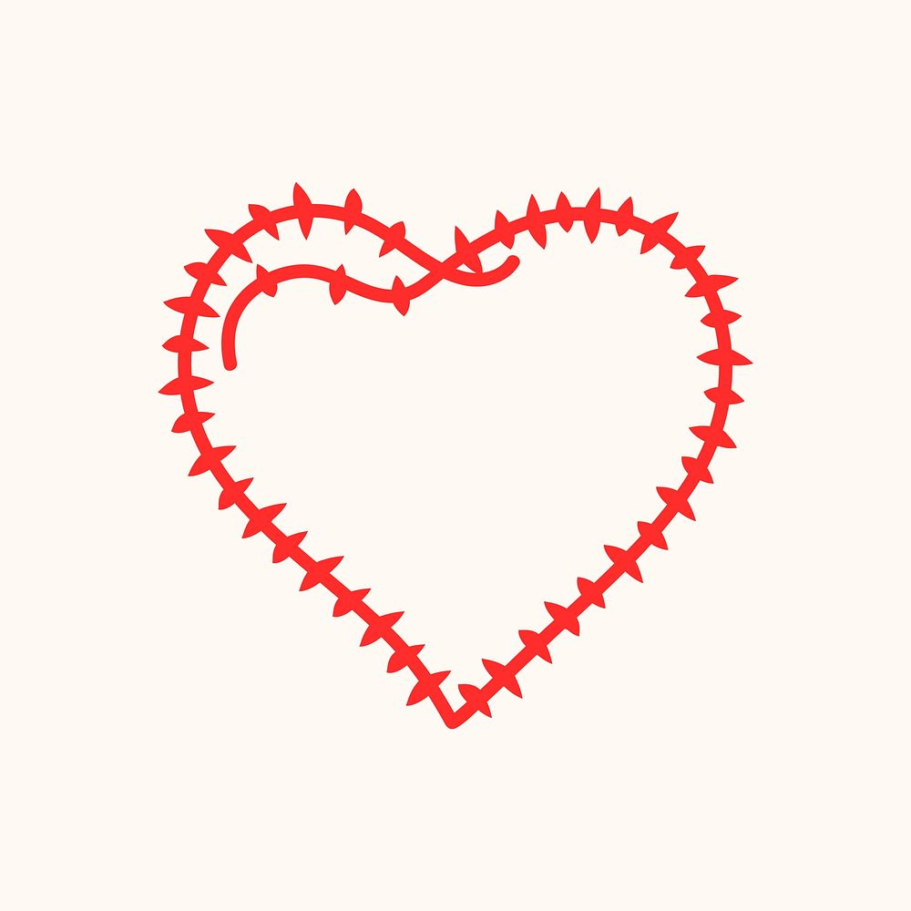 Love heart icon, red doodle element graphic vector