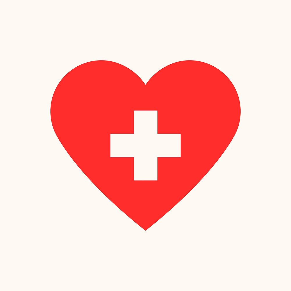 Healthy heart icon, red element graphic vector