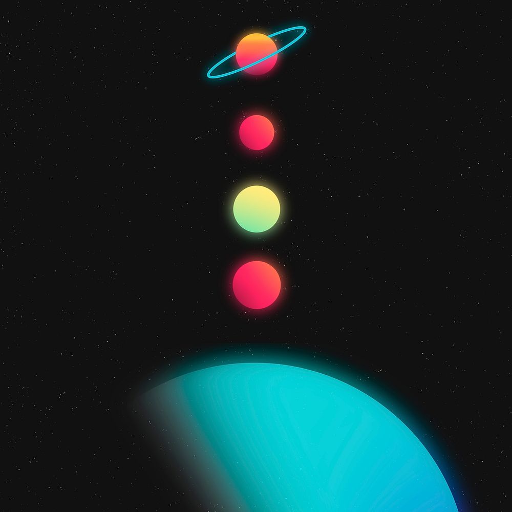 Solar system background, colorful neon glow gradient design