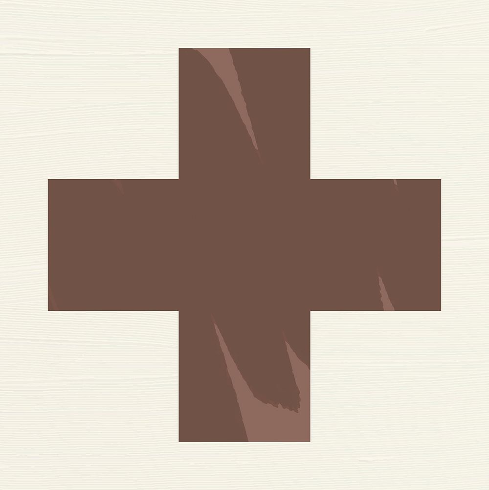 Medical cross symbol, brown plus sign clipart