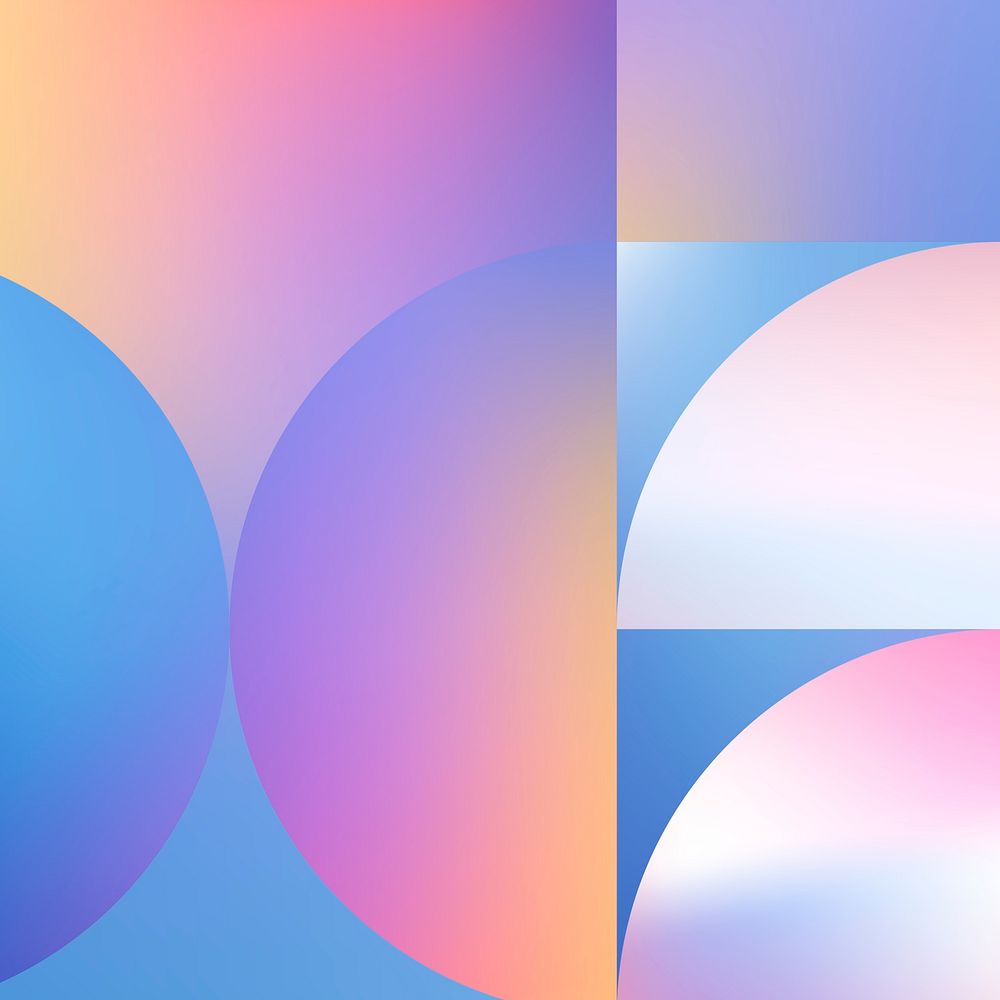 Bauhaus pattern background, pink holographic gradient vector