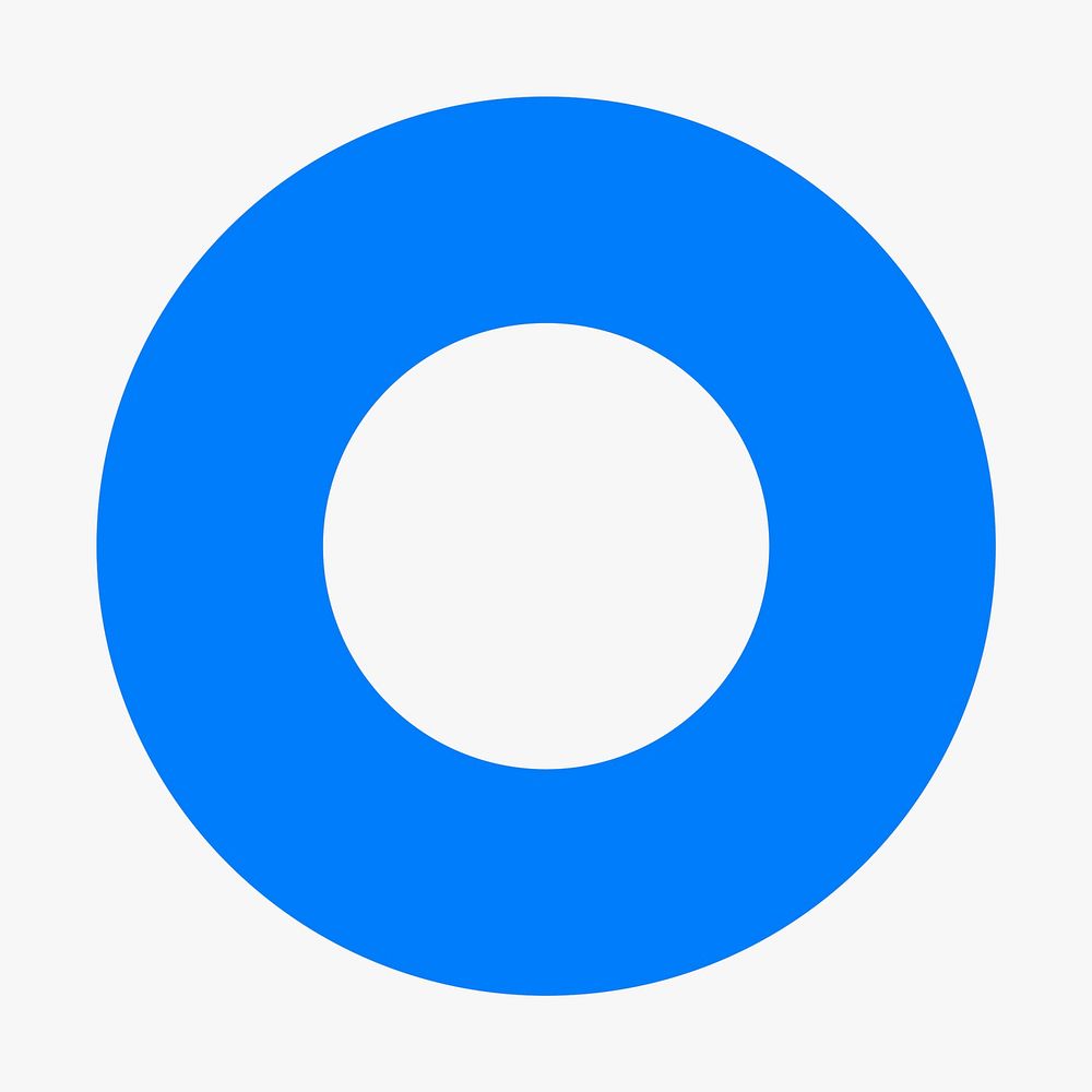 Ring sticker, blue geometric shape flat clipart vector