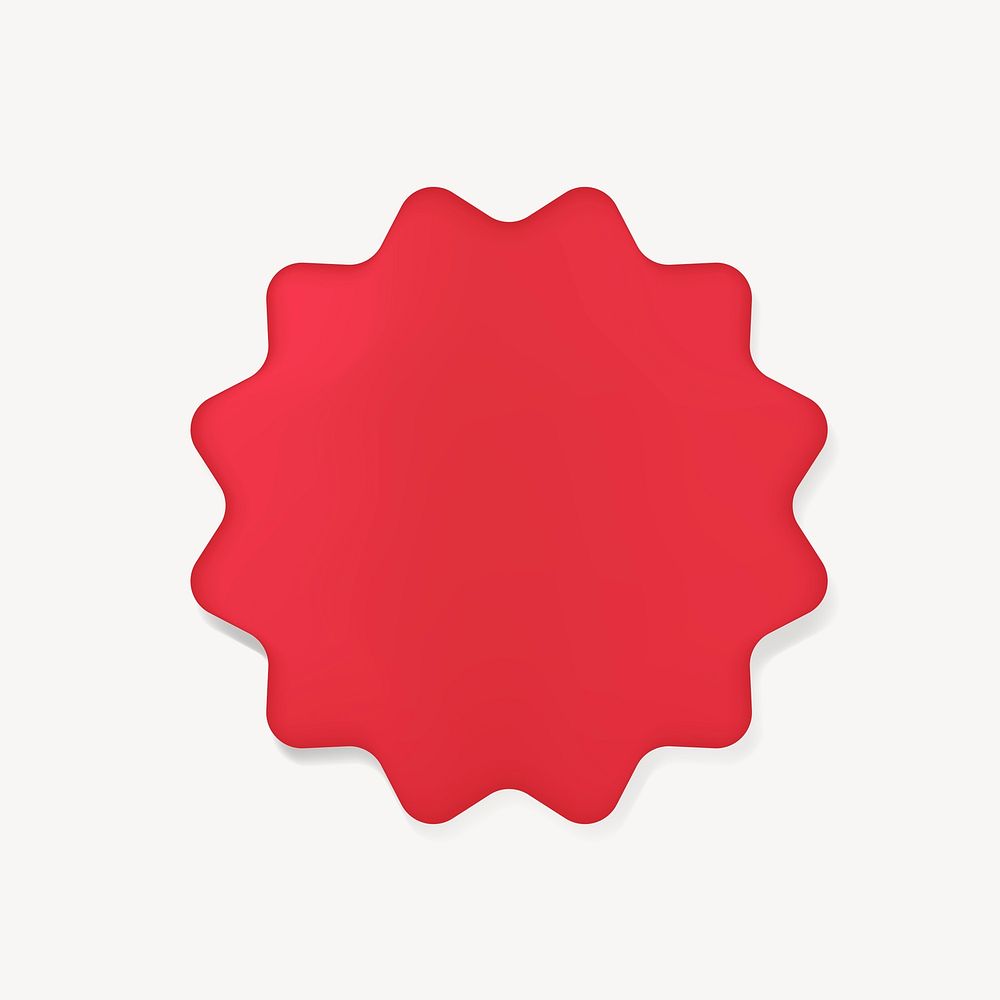 Red starburst sticker, badge vector clipart design space