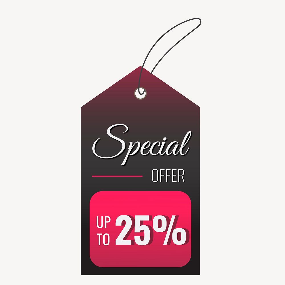 Special offer tag sticker, shopping clipart vector