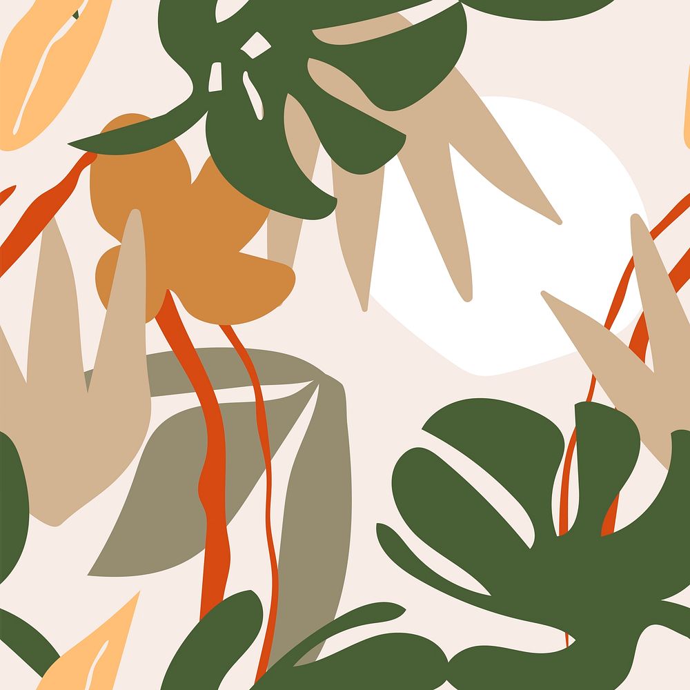 Aesthetic seamless pattern background, botanical Instagram post vector
