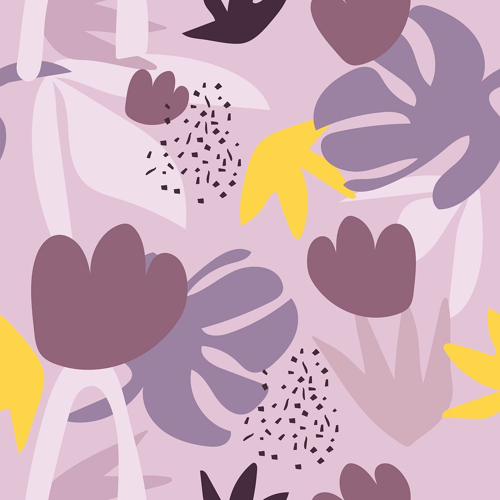 Purple seamless pattern floral memphis background design