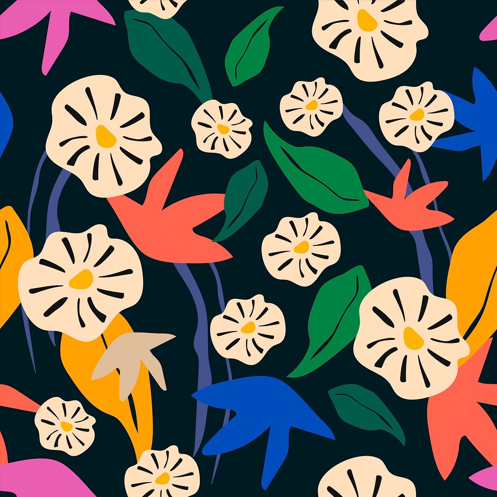 Floral memphis seamless pattern Instagram post background vector