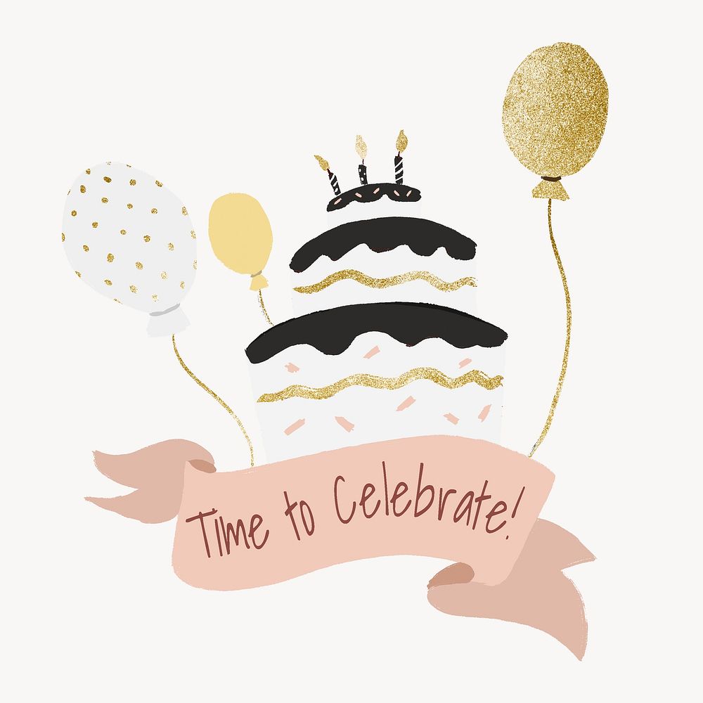 Cute cake, time to celebrate, pastel pink label