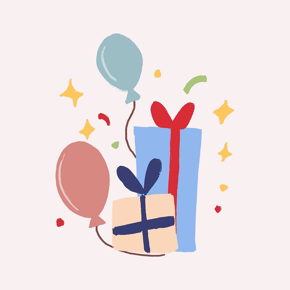 Gift box sticker, celebration illustration vector