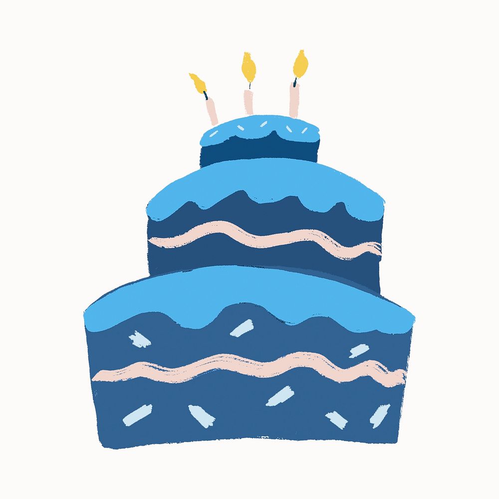 Birthday cake, cute blue dessert element graphic
