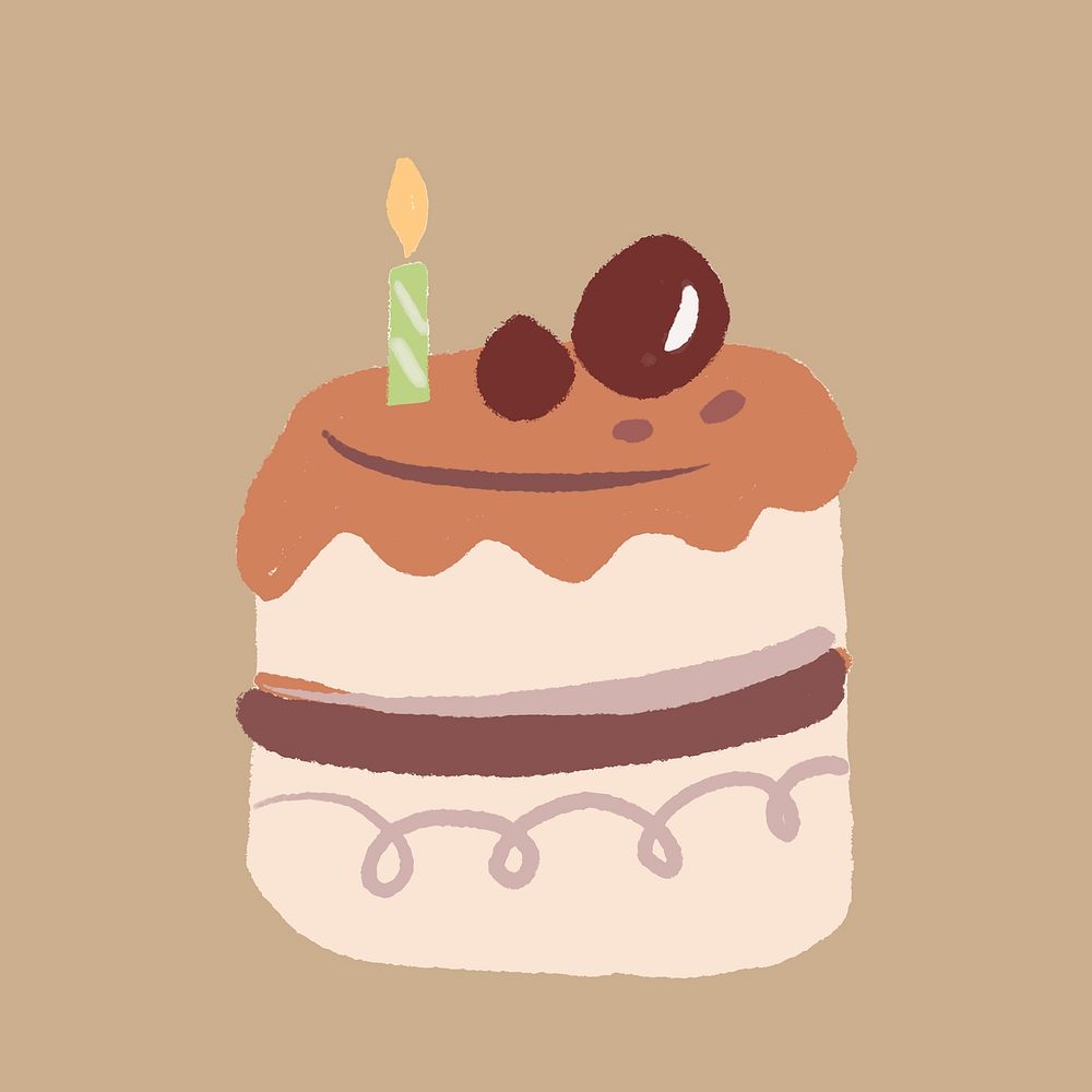 Chocolate cake, cute dessert vector