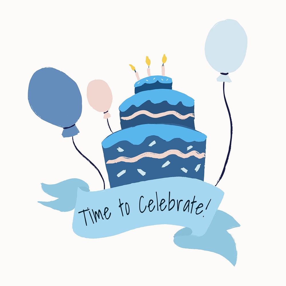 Birthday cake template sticker, cute banner graphic vector
