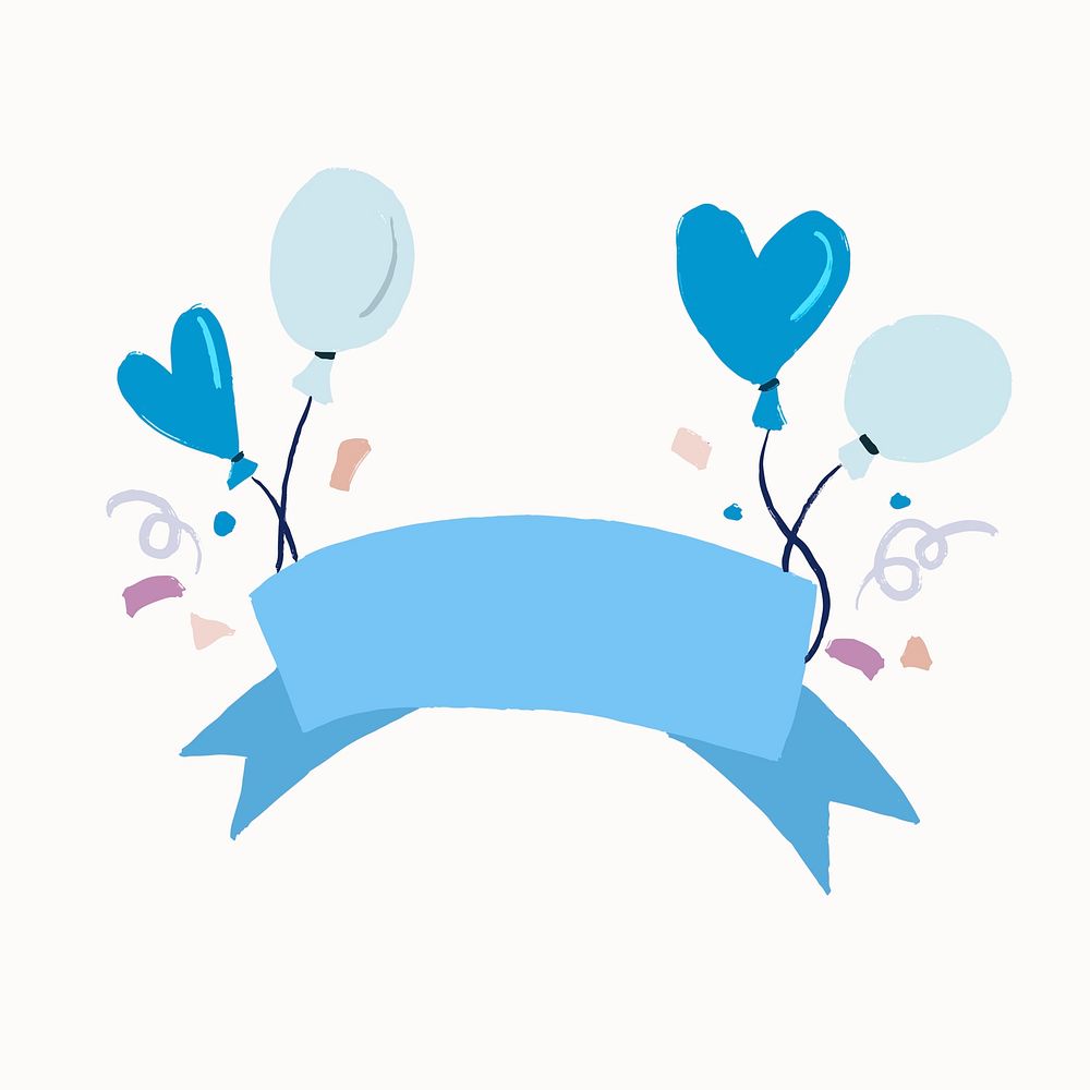 Party balloon, blue blank label vector