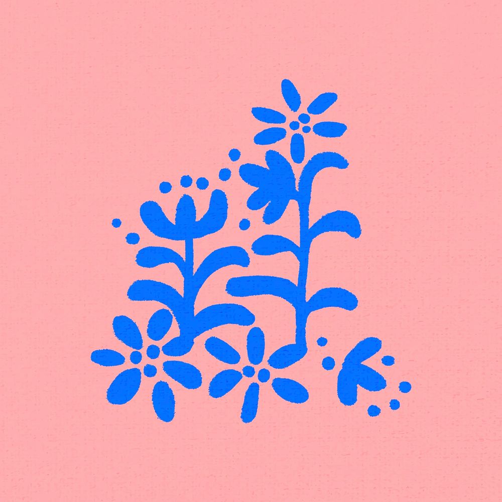 Blue flower vector element, simple graphic