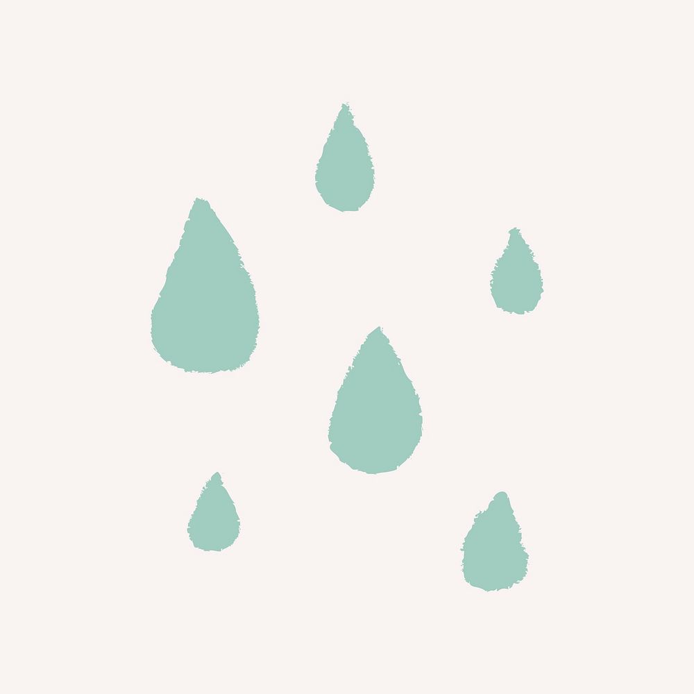 Doodle cute raindrops in pastel green