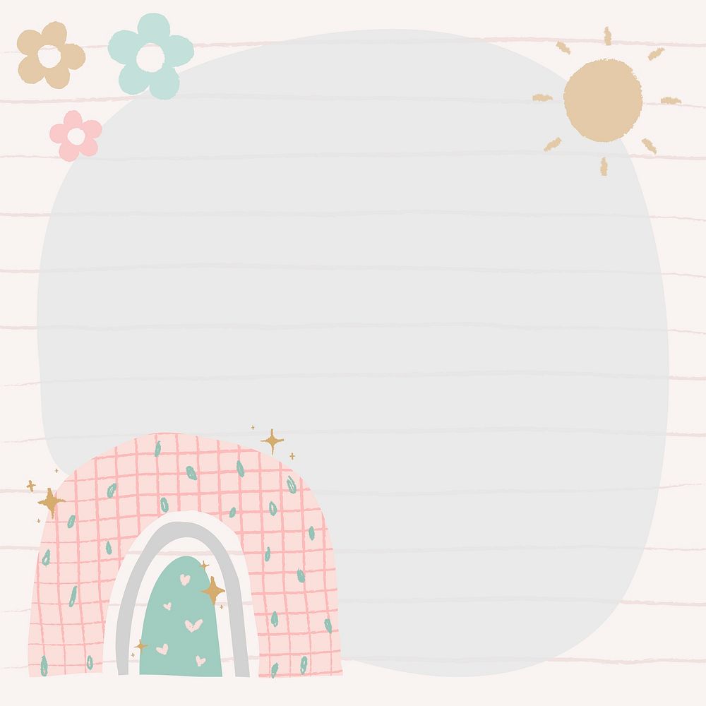 Rainbow frame, cute doodle border design
