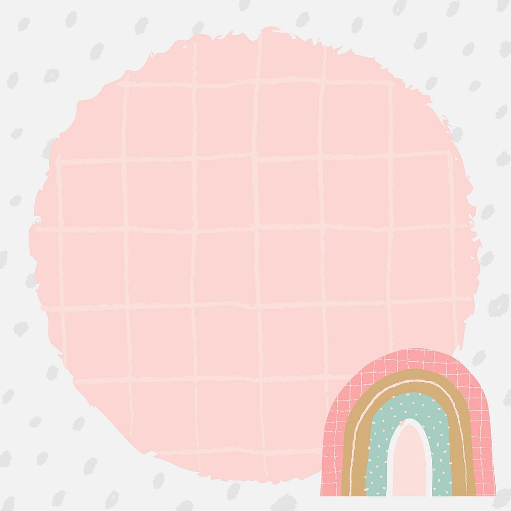 Cute pink frame, doodle rainbow border