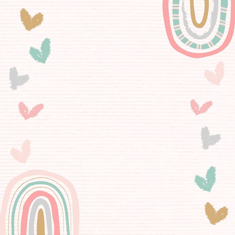 Rainbow frame, cute doodle border design