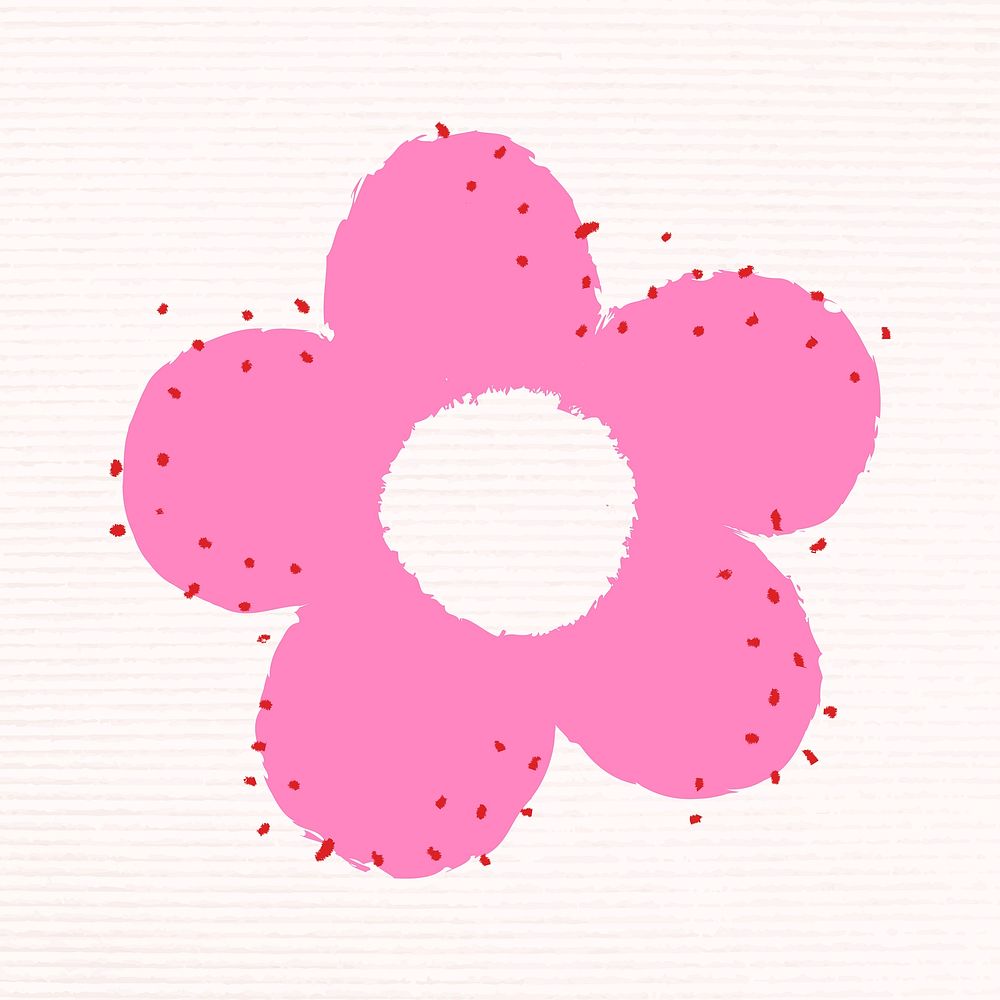 Pink flower in funky doodle style