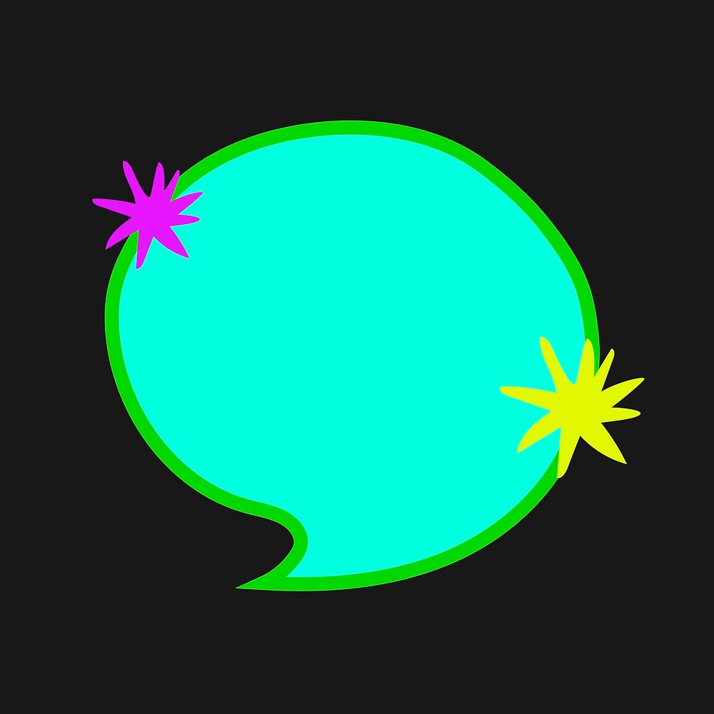 Speech bubble sticker, cute doodle green clipart vector