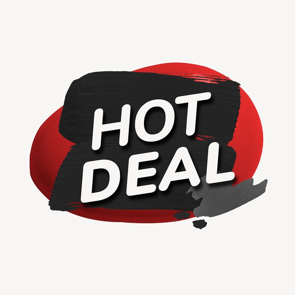 Hot deal badge clipart, paint texture, shopping image