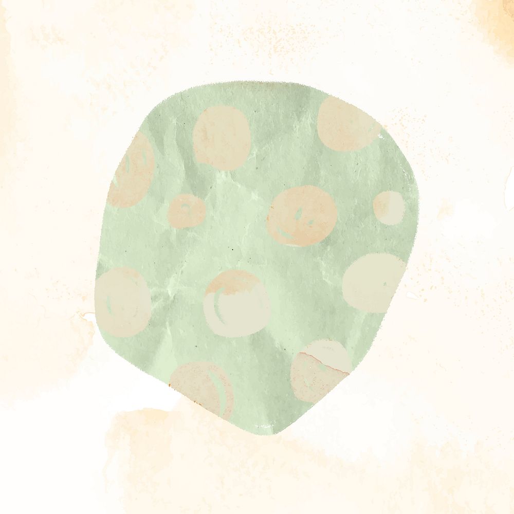 Polka dot shape collage element, cute green paper texture doodle clipart vector