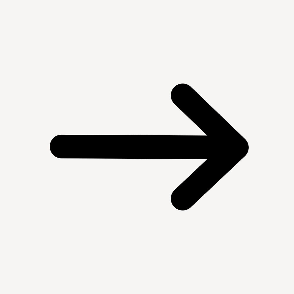 Simple arrow icon, sticker, direction symbol vector in black and white