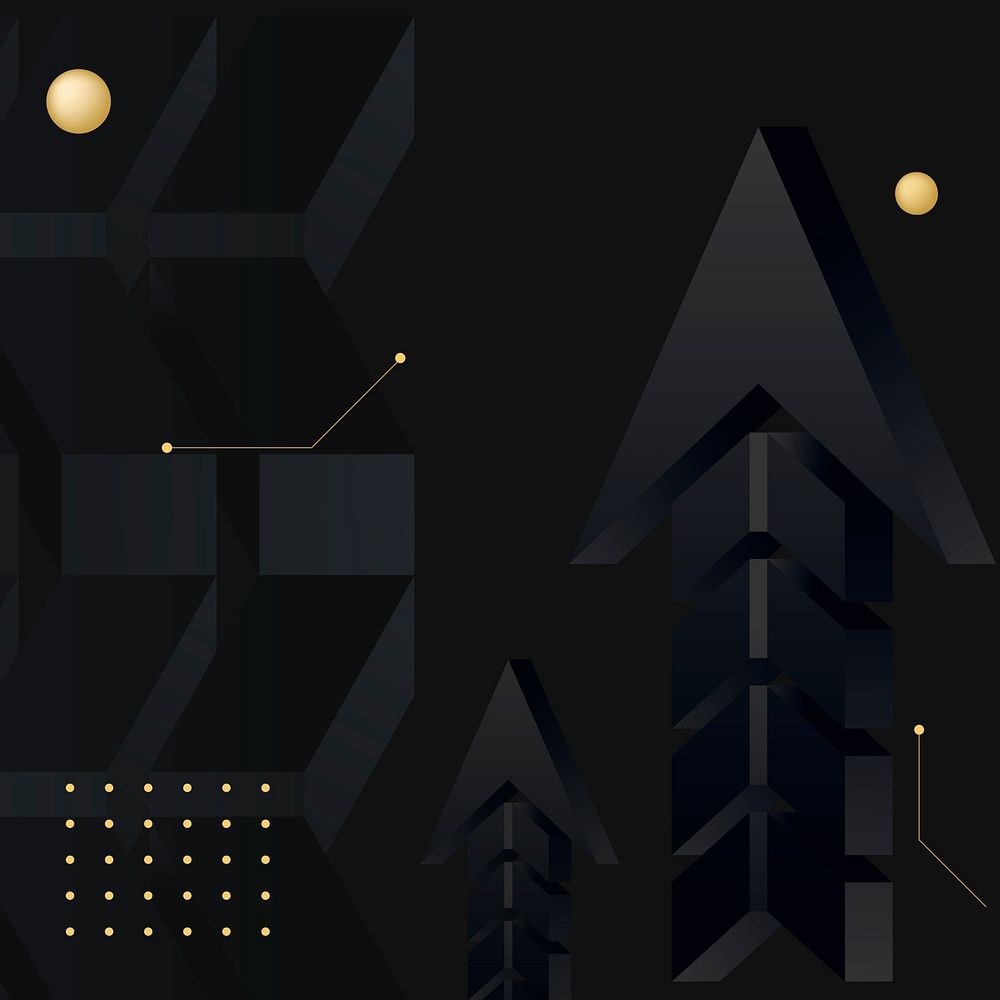 Black arrow background, abstract border, gold design vector