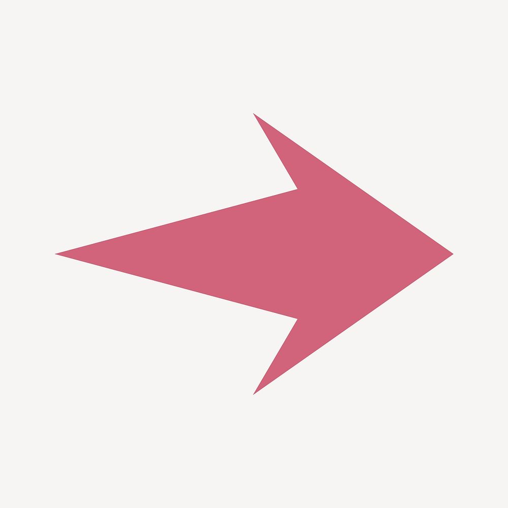 Arrow icon, pink simple sticker, right direction symbol vector