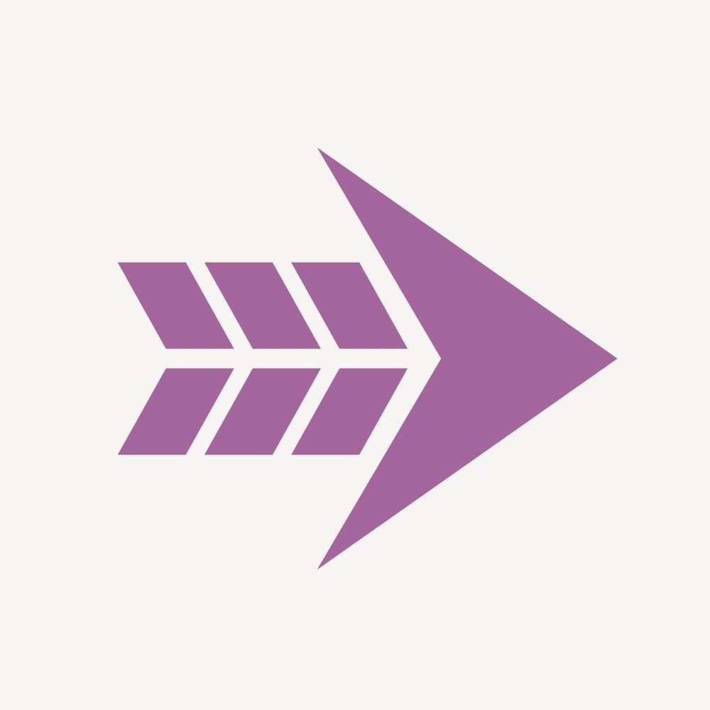 Arrow icon, purple simple sticker, right direction symbol vector