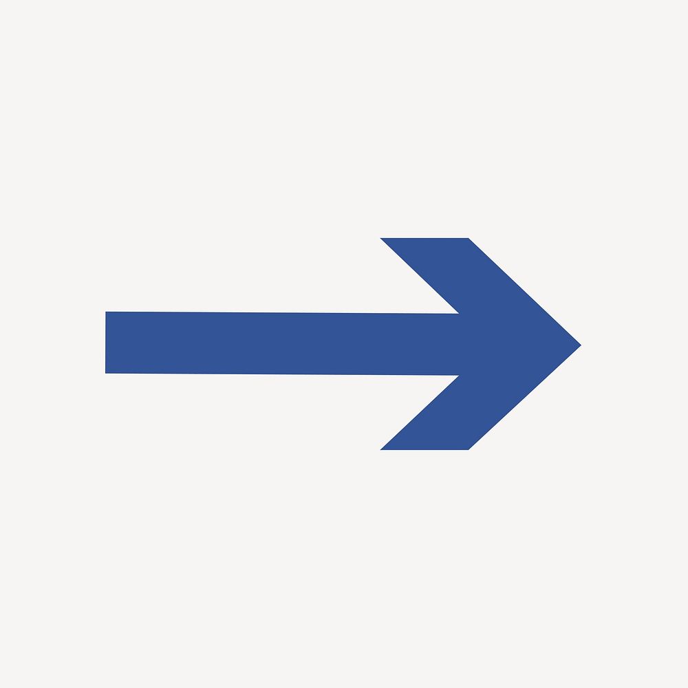 Arrow icon, blue simple sticker, right direction symbol vector
