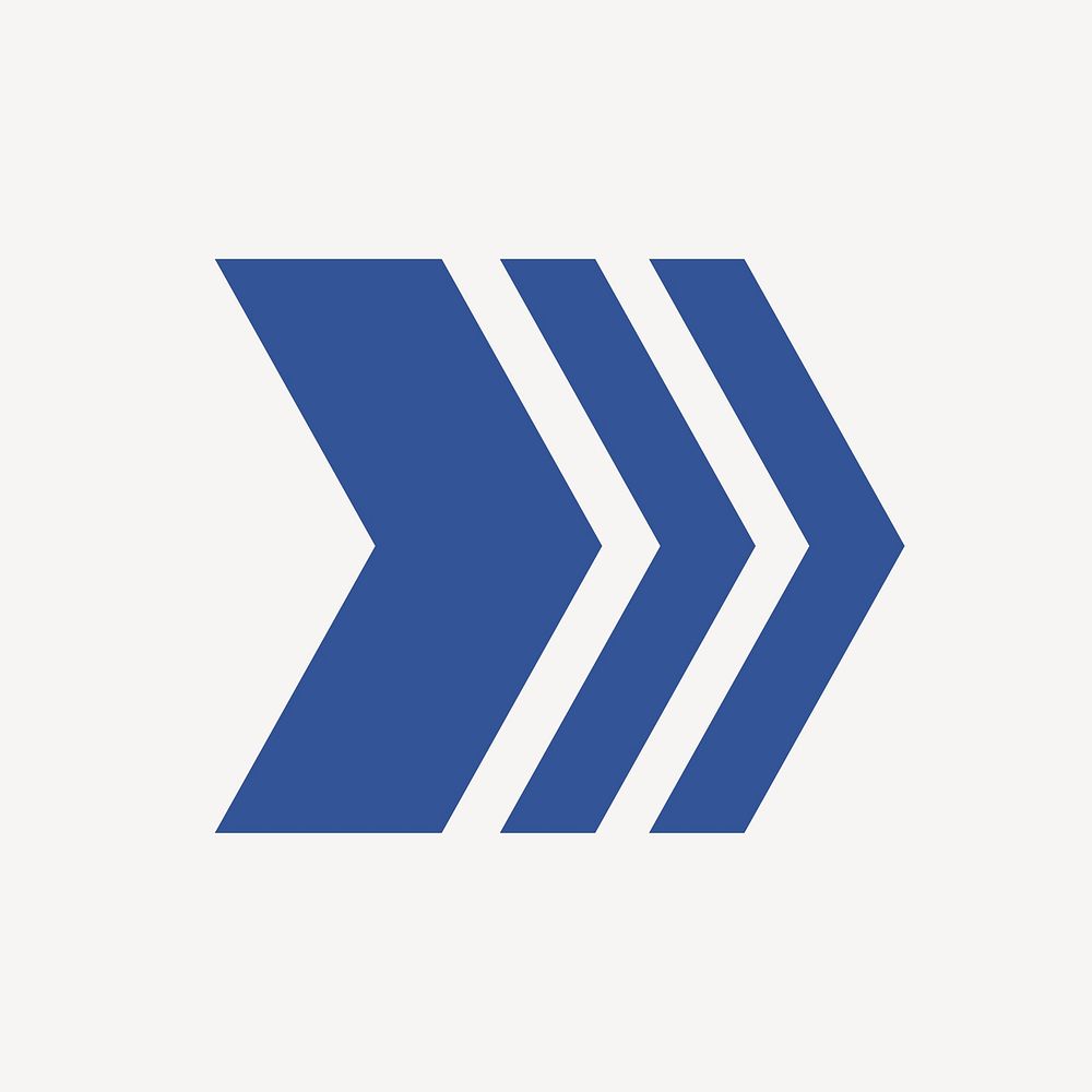 Double arrow icon, blue sticker, skip symbol vector