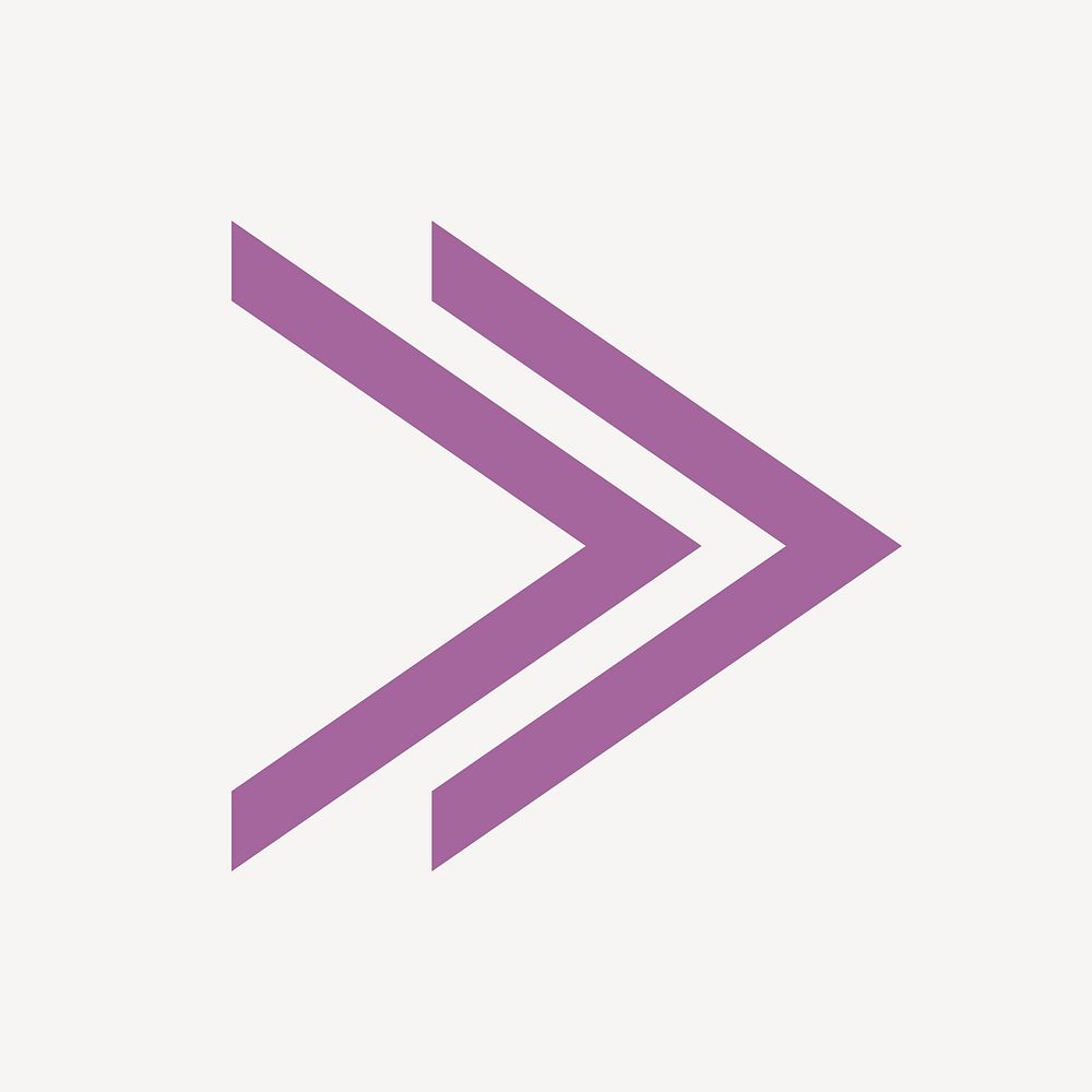 Double arrow icon, purple sticker, skip symbol vector