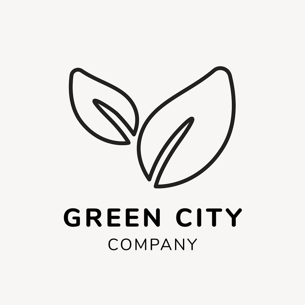 Green business logo template, branding design vector, green city text