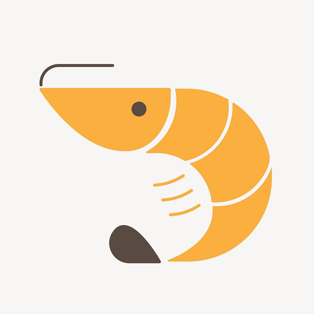 Prawn logo seafood icon flat design vector illustration