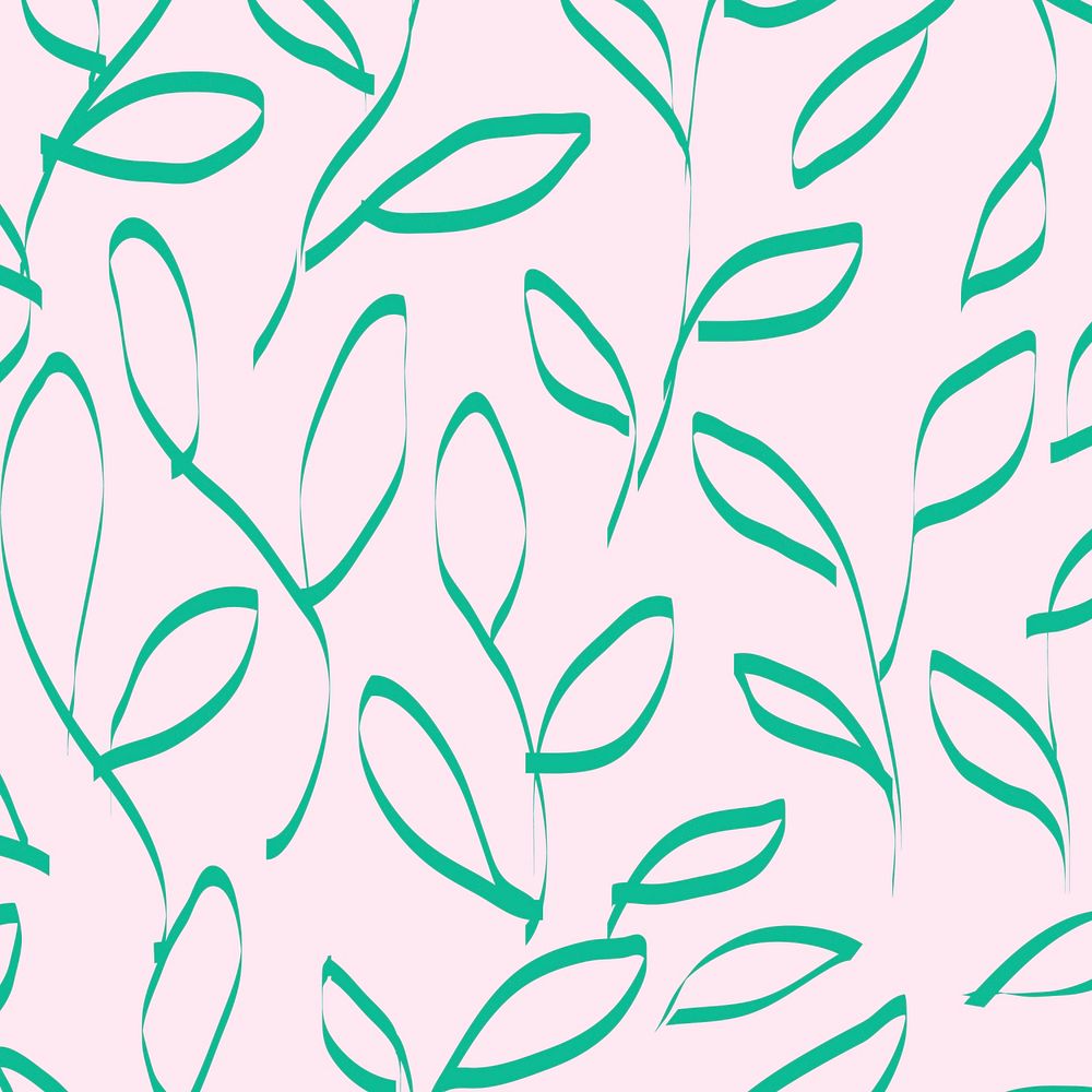 Doodle background, green leaf pattern design