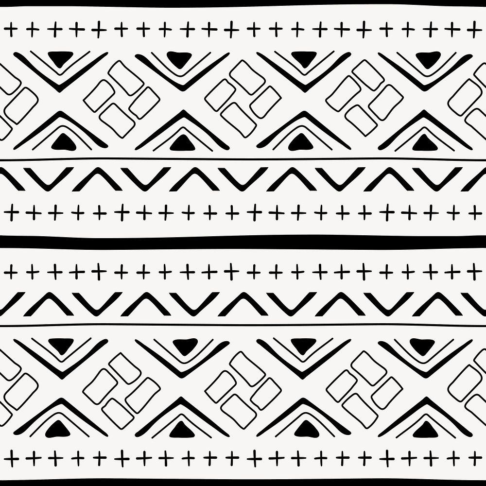 Ethnic seamless pattern background, black and white Aztec design
