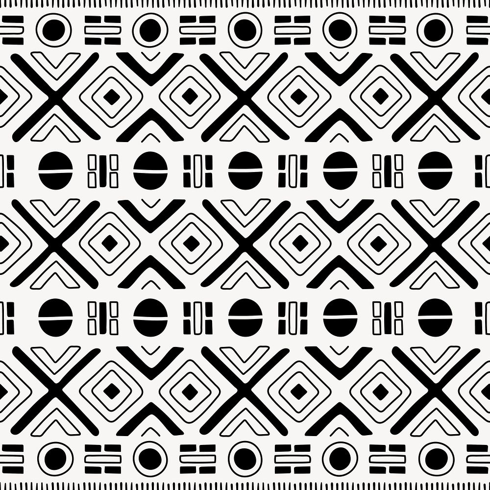 Ethnic pattern background, black and white seamless geometric design