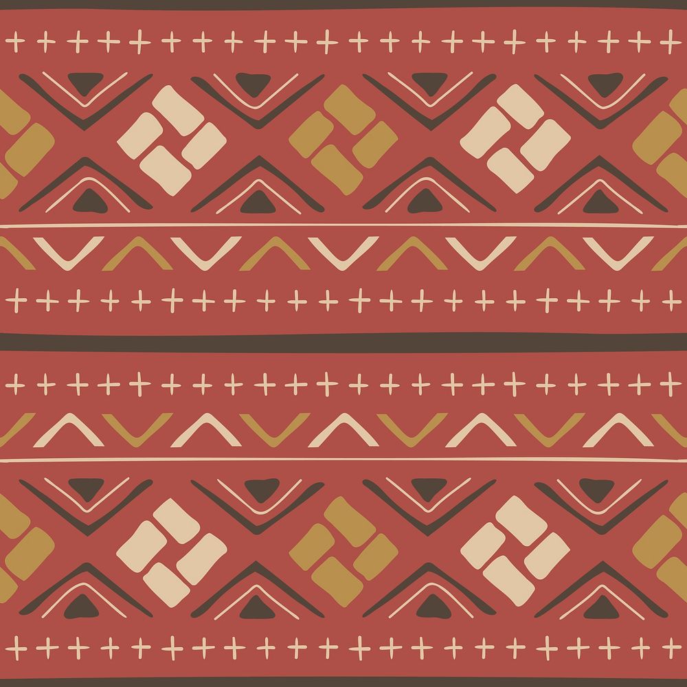 Ethnic pattern background, red seamless Aztec design