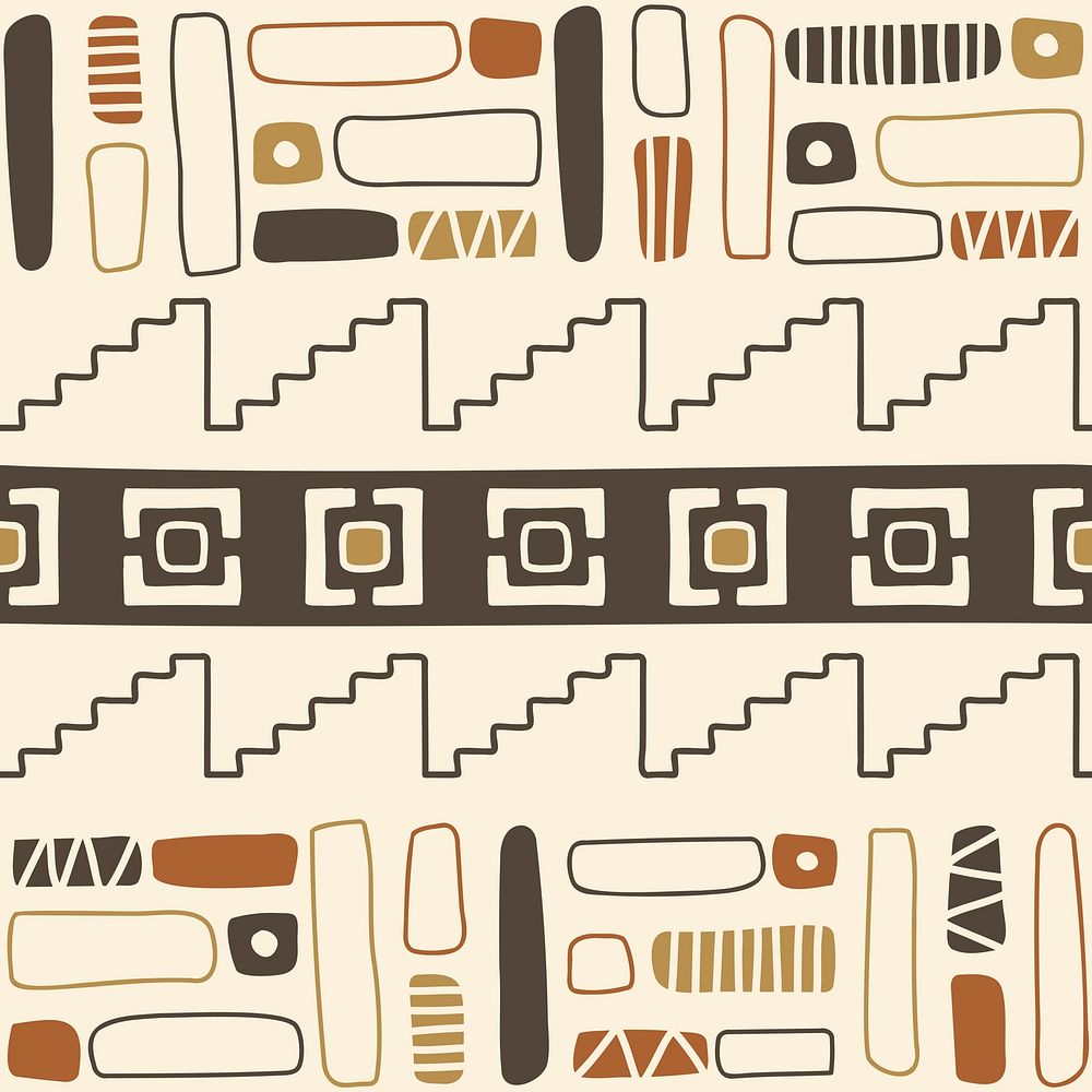 Ethnic pattern background, beige seamless geometric design
