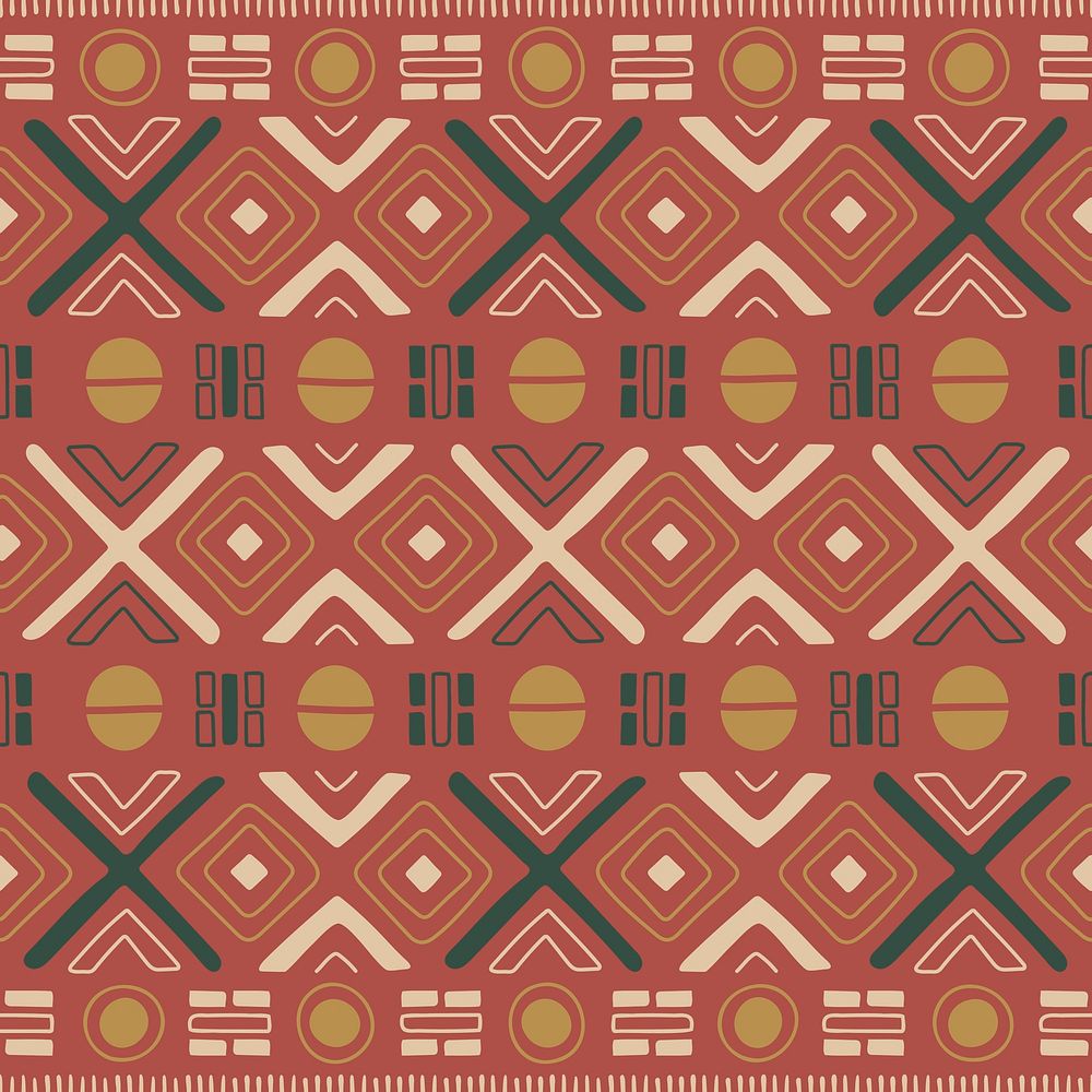 Ethnic pattern background, red seamless geometric design