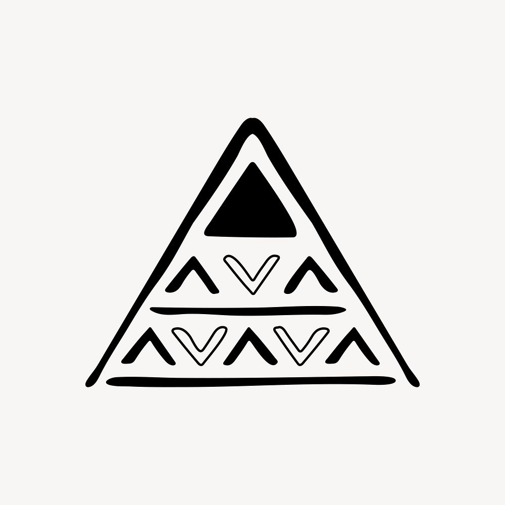 Ethnic shape sticker, black and white doodle aztec design, vector