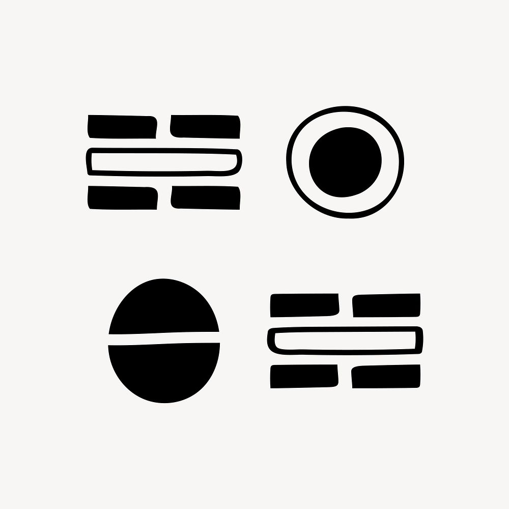 Tribal shape sticker, black and white doodle aztec design, vector