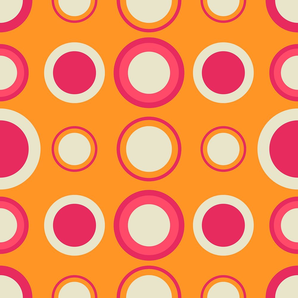 Seamless pattern background, geometric 60s orange design