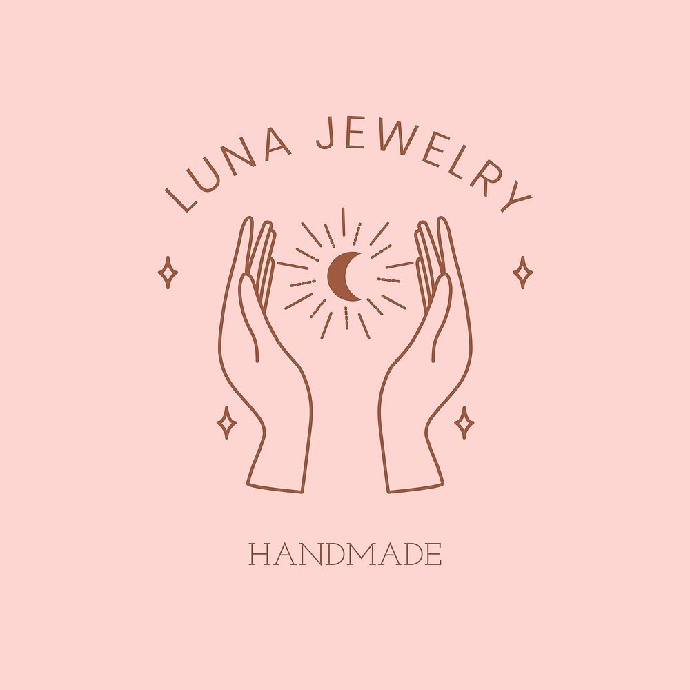 Mystical jewelry pink logo badge, minimal illustration