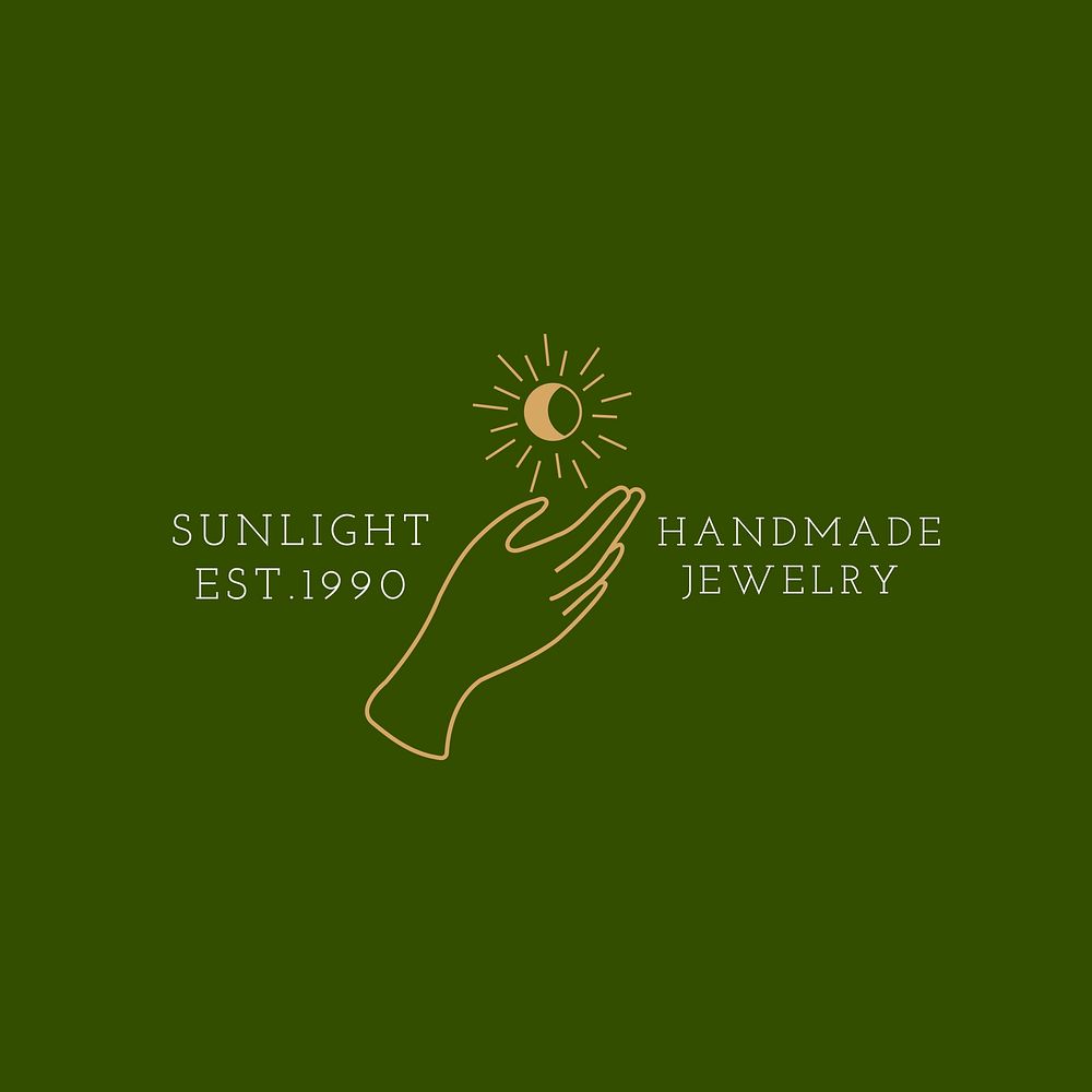 Aesthetic hand logo template, editable minimal gold vector
