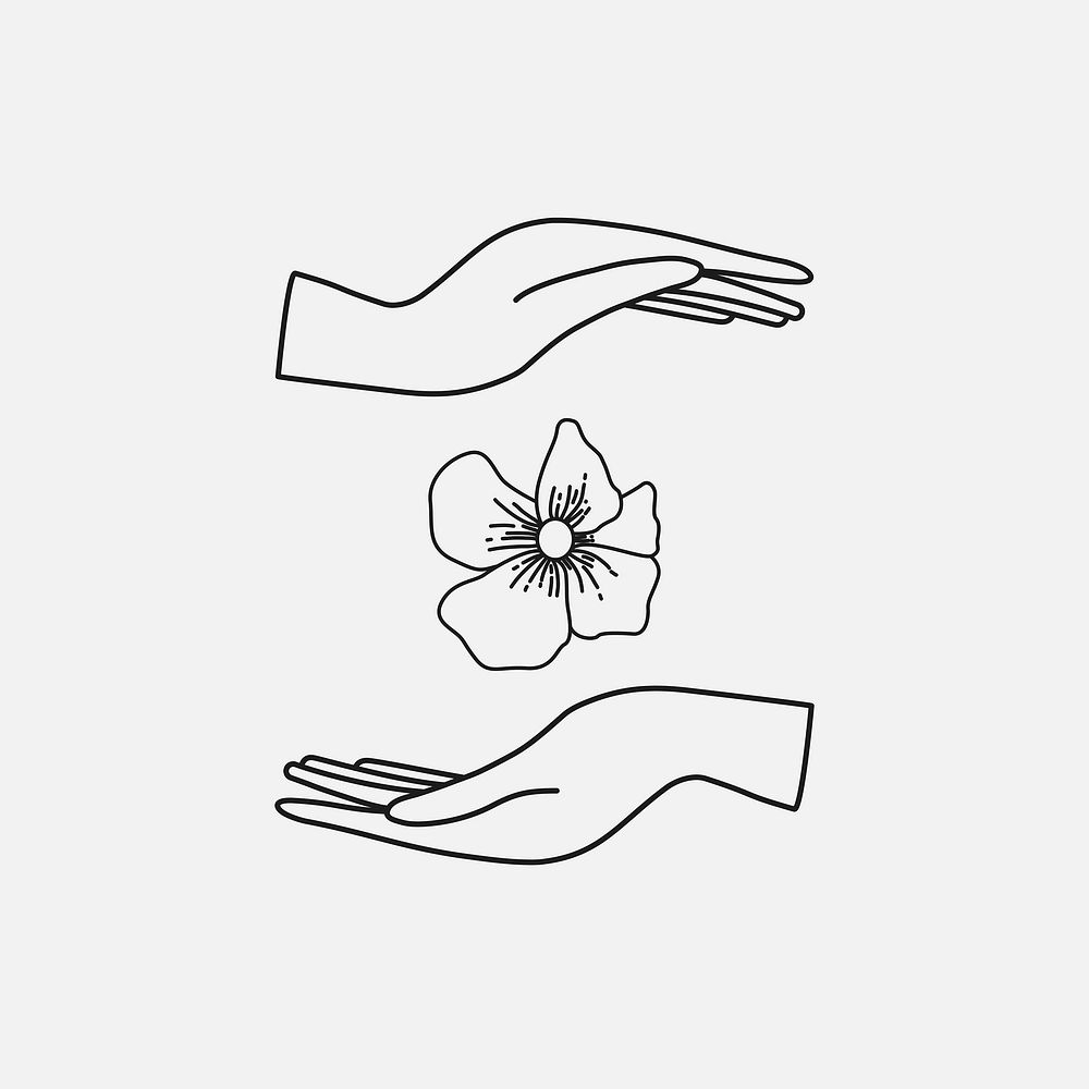 Hibiscus flower badge aesthetic logo element vector