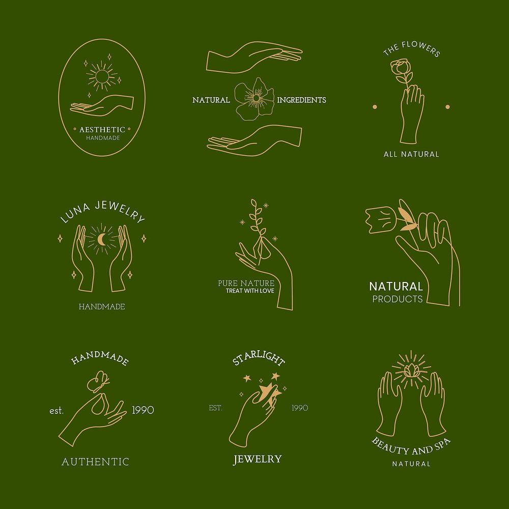 Minimal green logo design illustration set